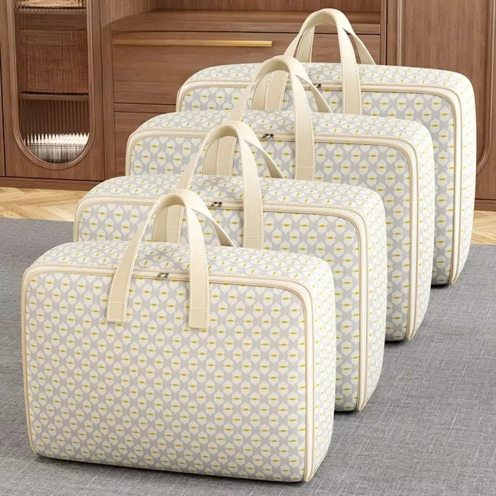 Foldable Quilt Storage Bag Dust-Proof Large Capacity Clothes Storage Bins Handle Wardrobe Sorting Storage Bucket