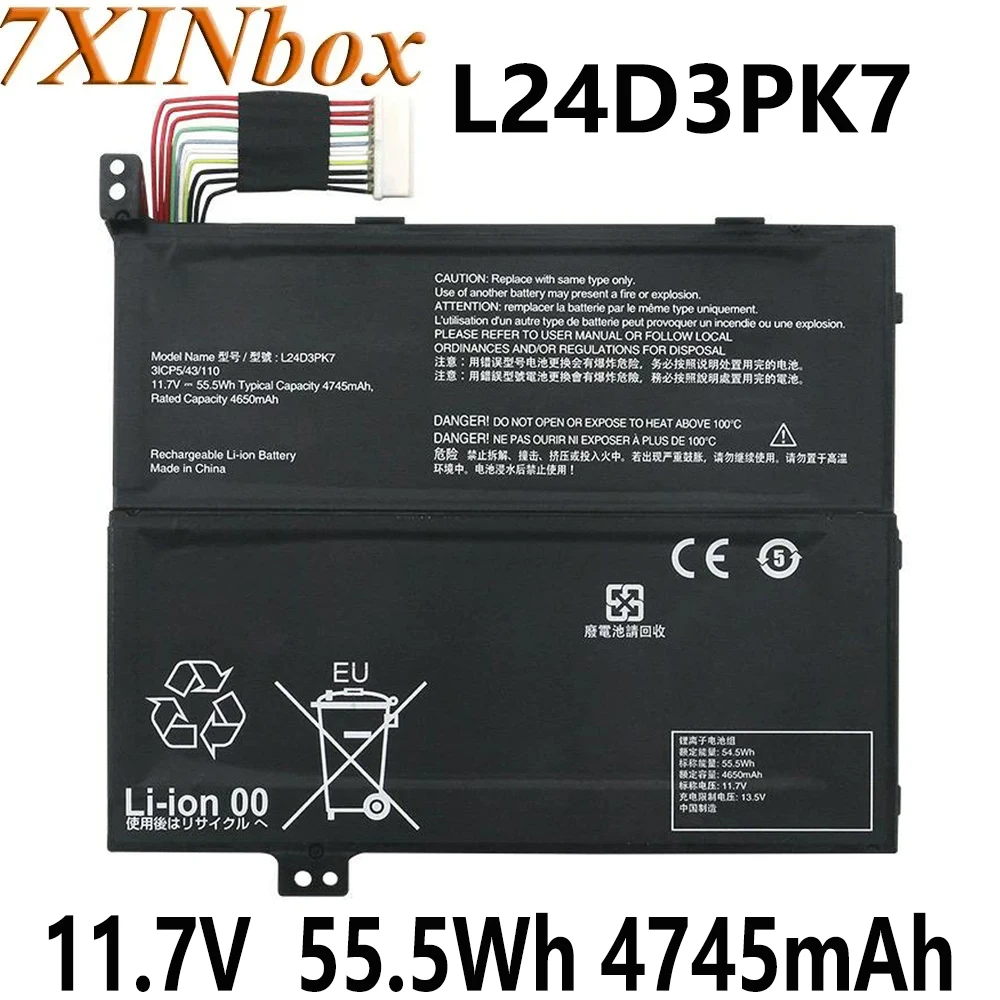 

7XINbox L24D3PK7 11,7 В 55,5 Втч 4745 мАч Аккумулятор для ноутбука Lenovo L24B3PK7 L24C3PK7 L24L3PK7 серии