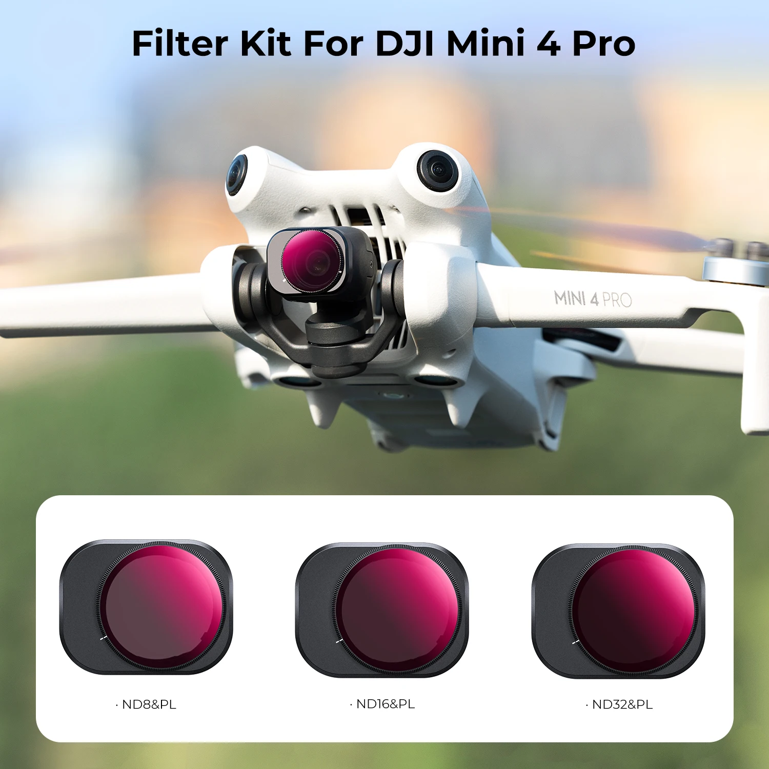 Комплект фильтров для объектива K & F Concept 3 для DJI Mini 4 Pro (ND8/PL + ND16/PL + ND32/PL), водонепроницаемый, устойчивый к царапинам, с 28 несколькими покрытиями