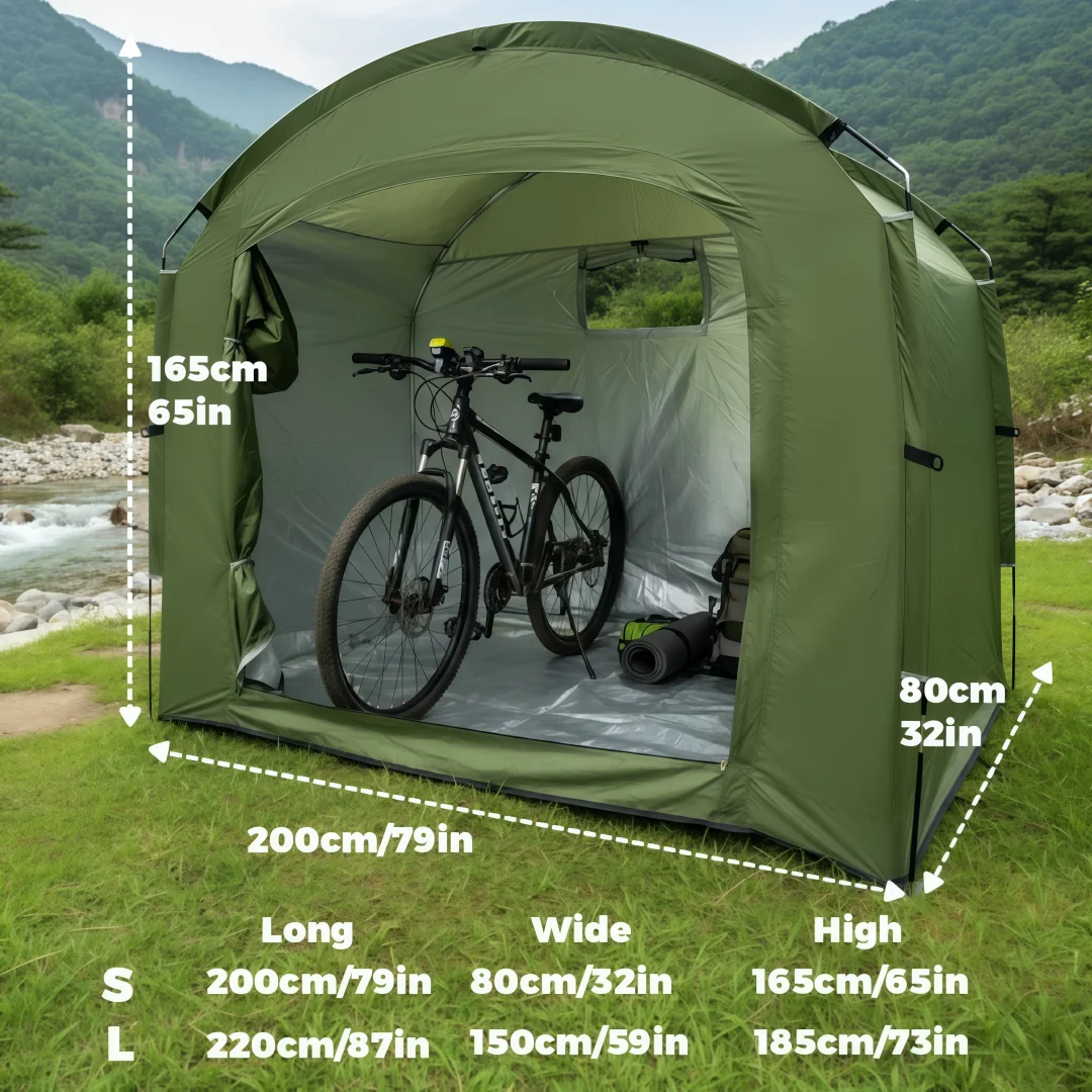 1 Pack Oversized Zipper‑Access Bike Storage Shed, Vent Window Shelter, Outdoor Garden Bicycle Storage Tent for Family Bikes