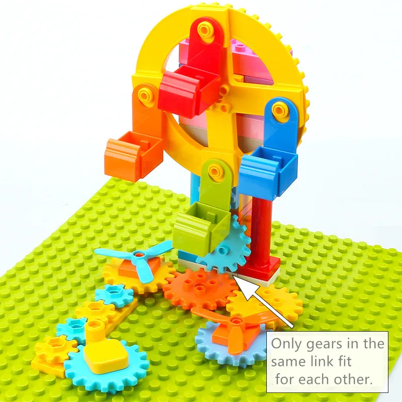 Large Particle Building Blocks Children Puzzle Rotating Machinery Gear Assembly DIY Educational Toys Kids Busy Board Accessories