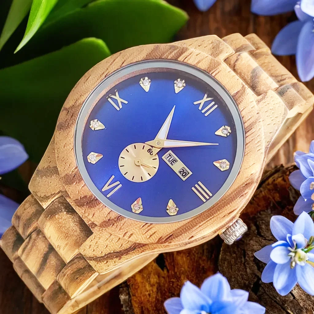 Women\'s Wooden Wristwatches, New Luxury Quartz Watch, Multifunction Chronograph Clock, Luminous Fashion Girlfriend Wood Watches