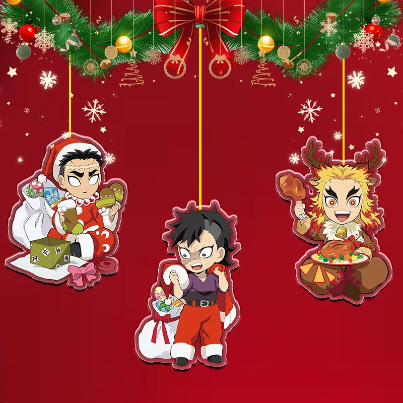 

8 см аниме Demon Slayer акриловая рождественская елка серии Kamado Tanjirou Kamado Nezuko периферийные устройства украшения дома праздничные подарки
