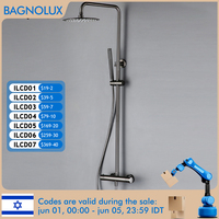 Wall-Mounted Thermostatic Valve System Bagnolux Brushed Gray Brass Rain Faucet  8 - 12\
