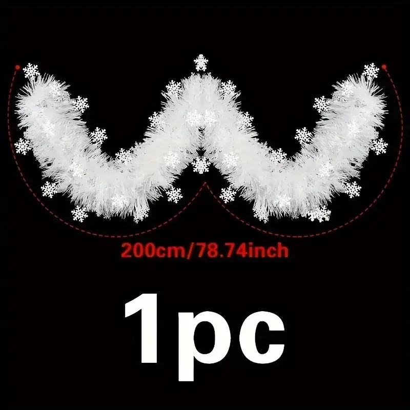 2m Christmas White Snowflakes Ribbon Garland Christmas Tree Hanging Tinsel Rattan Wedding Birthday Party Xmas Home Decor