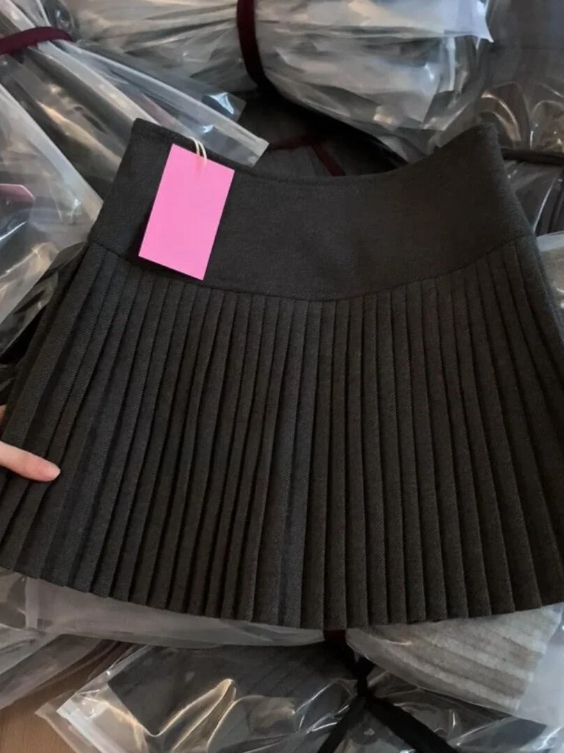 

Шерстяная юбка А-силуэта с высокой талией для женщин, корейский стиль, для офиса, стройнящая, из полиэстера, на молнии