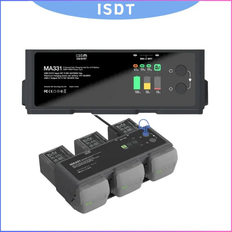 hub-de-charge-intelligent-isdt-ma331-air-3-200w-a-3-canaux-avec-controle-par-application-et-ecran-lcd-pour-decharge-de-batterie-lipo-de-drone-rc-fpv