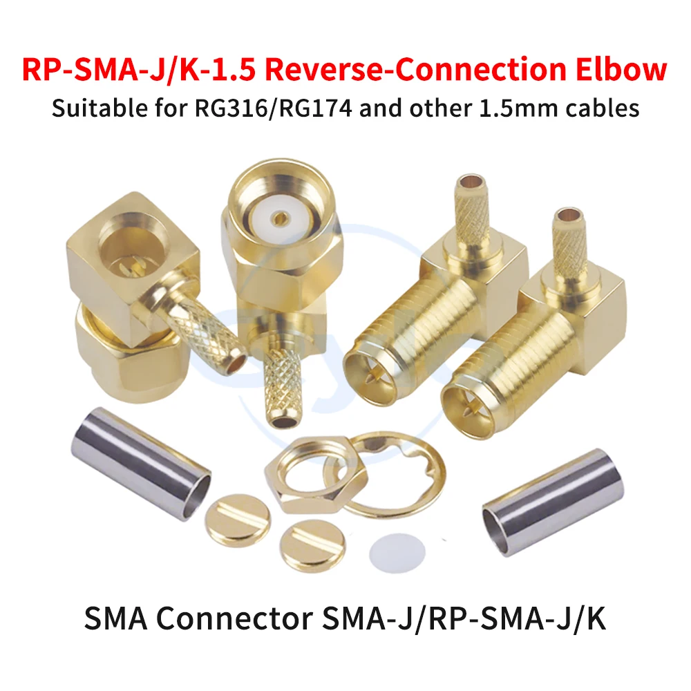 RPSMA-J/K-1.5 Reverse-Polarity Angled SMA RF Connector Reverse-Polarity Male and Female Connectors (1 pcs)