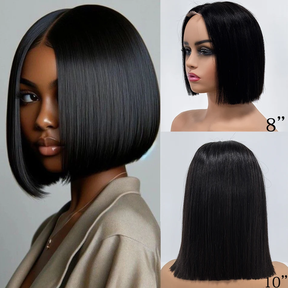 

100% Virgin Human Hair Double Drawn Bob Bone Silky Straight Hair 5x5 Hd Lace Closure Wigs 300 Density Short Straight Frontal Wig