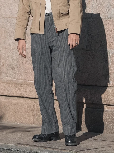 Bronson pantalones de trabajo a rayas negras y grises para hombre pantalon informal de estilo Retro 931 AliExpress 200000343