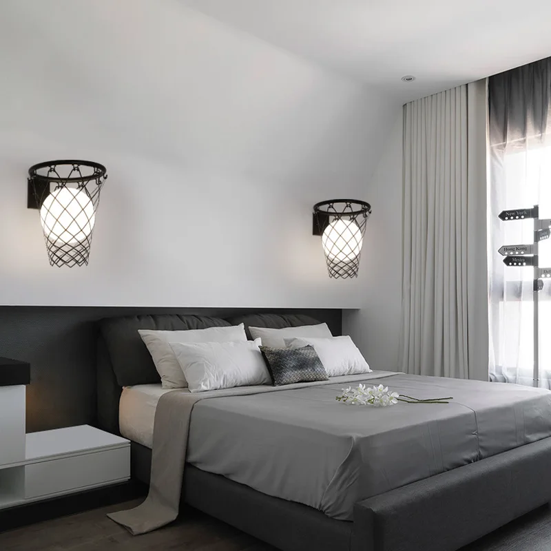 Creative Personality Wall Lamps Nordic Personalized Coffee Shop Kindergarten Children's Bedroom Bedhead Basketball Wall Lights