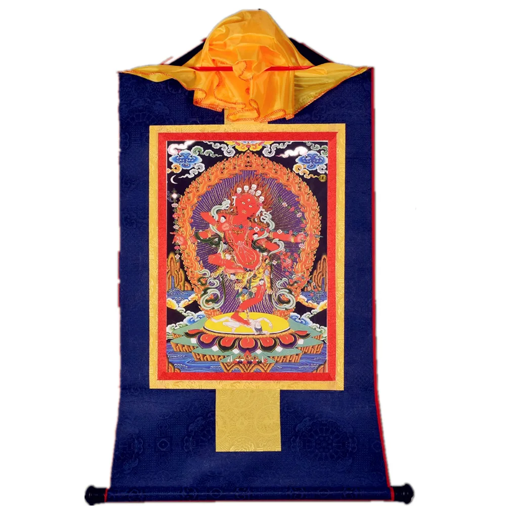 

Buddhist Kurukulla Buddhist Deity with Gilded Exquisite Tibetan Wall Hanging Thangka for Sacred Vajrayana Entrance Altar