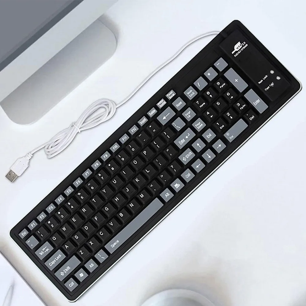 

Industrial Design Soft Silicone Flexible Keyboard Foldable 103 Keys USB Keyboard Dustproof Waterproof Wired Keyboard Home Use