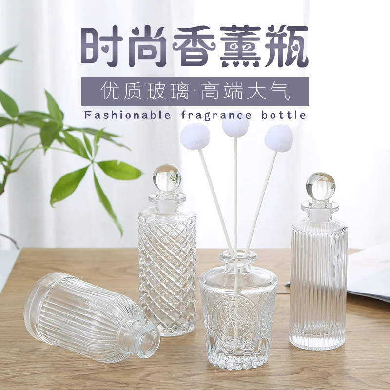 Roman Column Essential Oil Diffusing Bottle, Aroma Glass Bottle, Rattan Fragrance Diffuser, Volatiliization Container 150ml 1Pcs