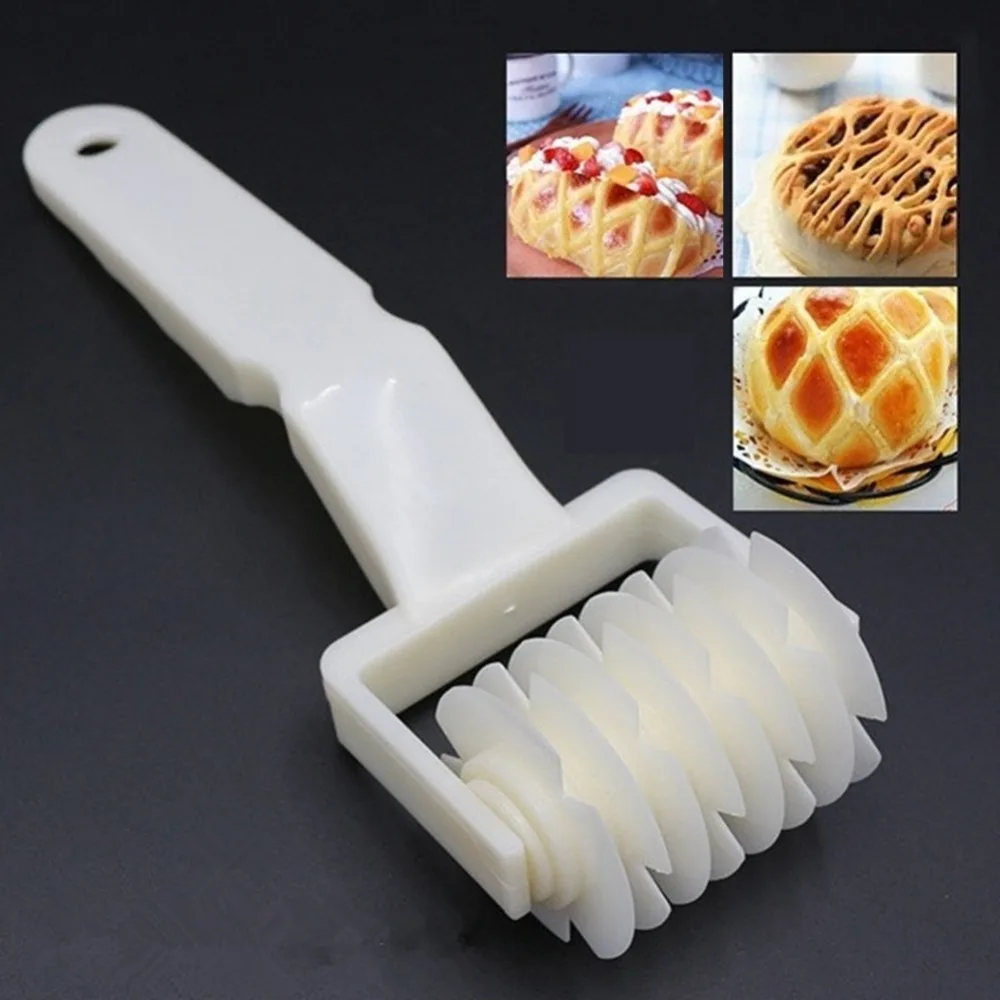 ABS Pastry Cutter Reusable White Lattice Dough Cutter Easy Clean Professional Pastry Lattice Roller Dough Pattern Decoration