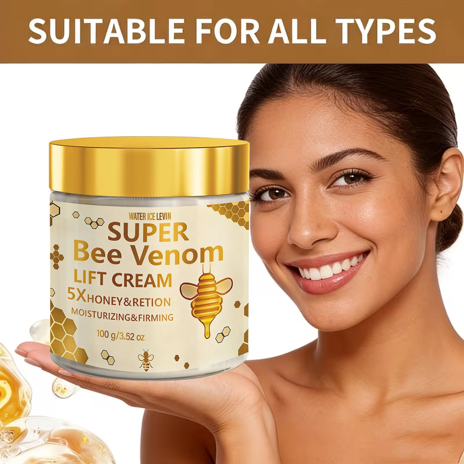 Super Bee Venom Lift Cream 5X Honey Retinol Firming Anti Aging Reduces Wrinkles Skin Tightening Moisturizing Youthful Radiance