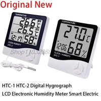 HTC-1 HTC-2 LCD Electronic Digital Temperature Humidity Meter Home Thermometer Hygrometer Indoor Outdoor Weather Station Clock