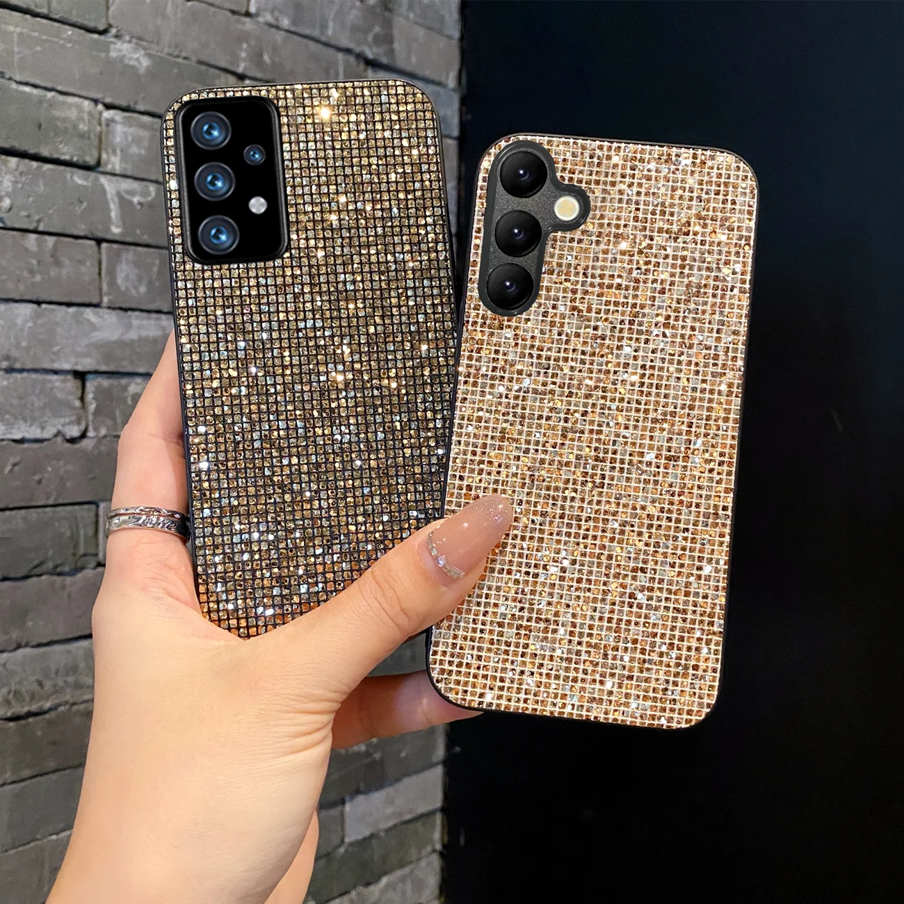 Luxus Shiny Grid Pattern Mode TPU Fall Für Samsung Galaxy A14 A15 A16 A35 A36 S25 S24 S23 S22 Plus FE Ultra Glitter Shell – Detail 1