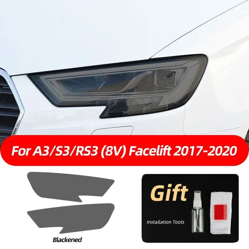 

For Audi A3 8V S3 RS3 8Y 2021 2022 S Line Sportback 2014-On Car Headlight Protective Film Transparent Smoked Black TPU Stickers