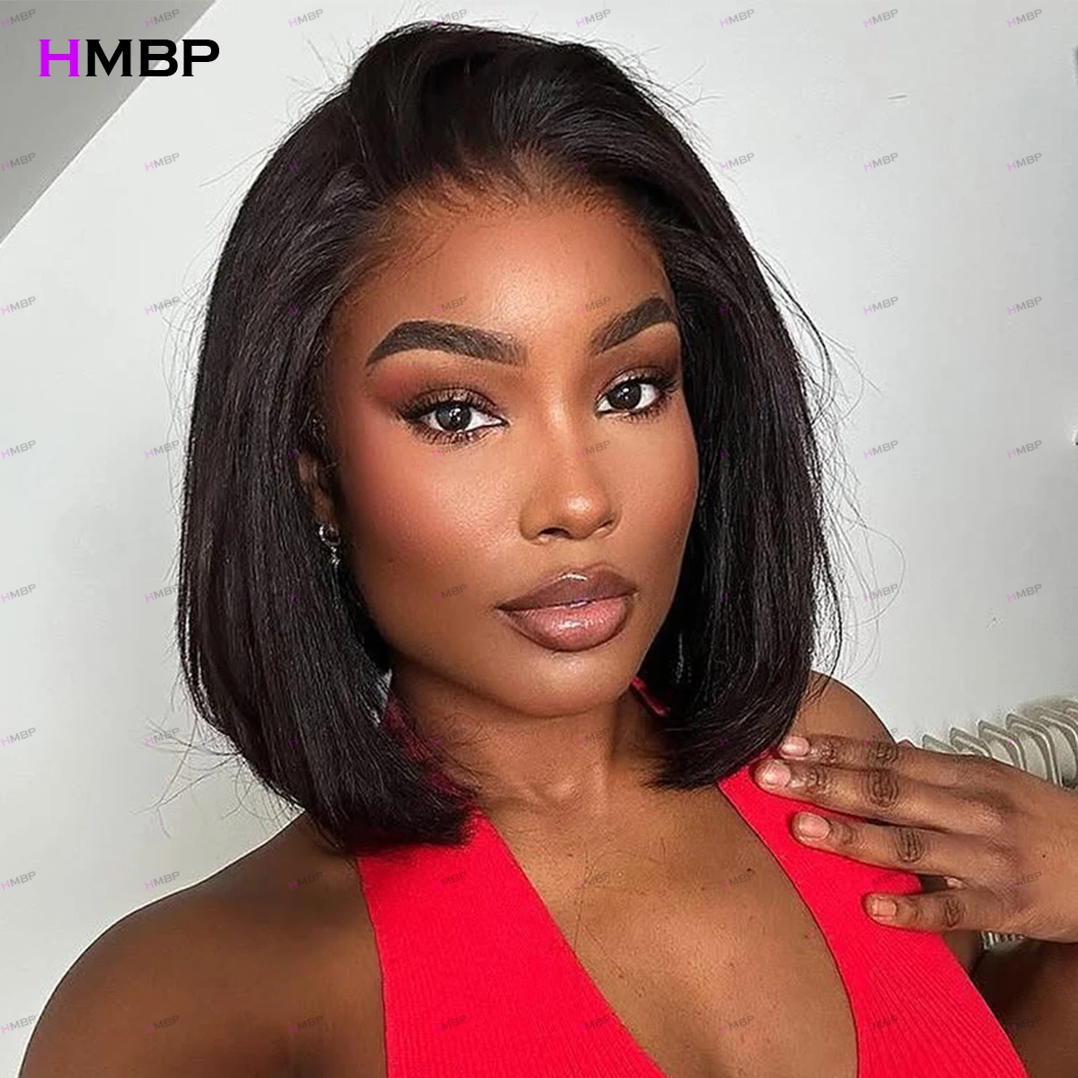 

13×6 HD Lace Frontal Wig Human Hair Short Straight Bob Super Double Drawn Pre Plucked Hair Glueless Lace Front Wigs For Woman