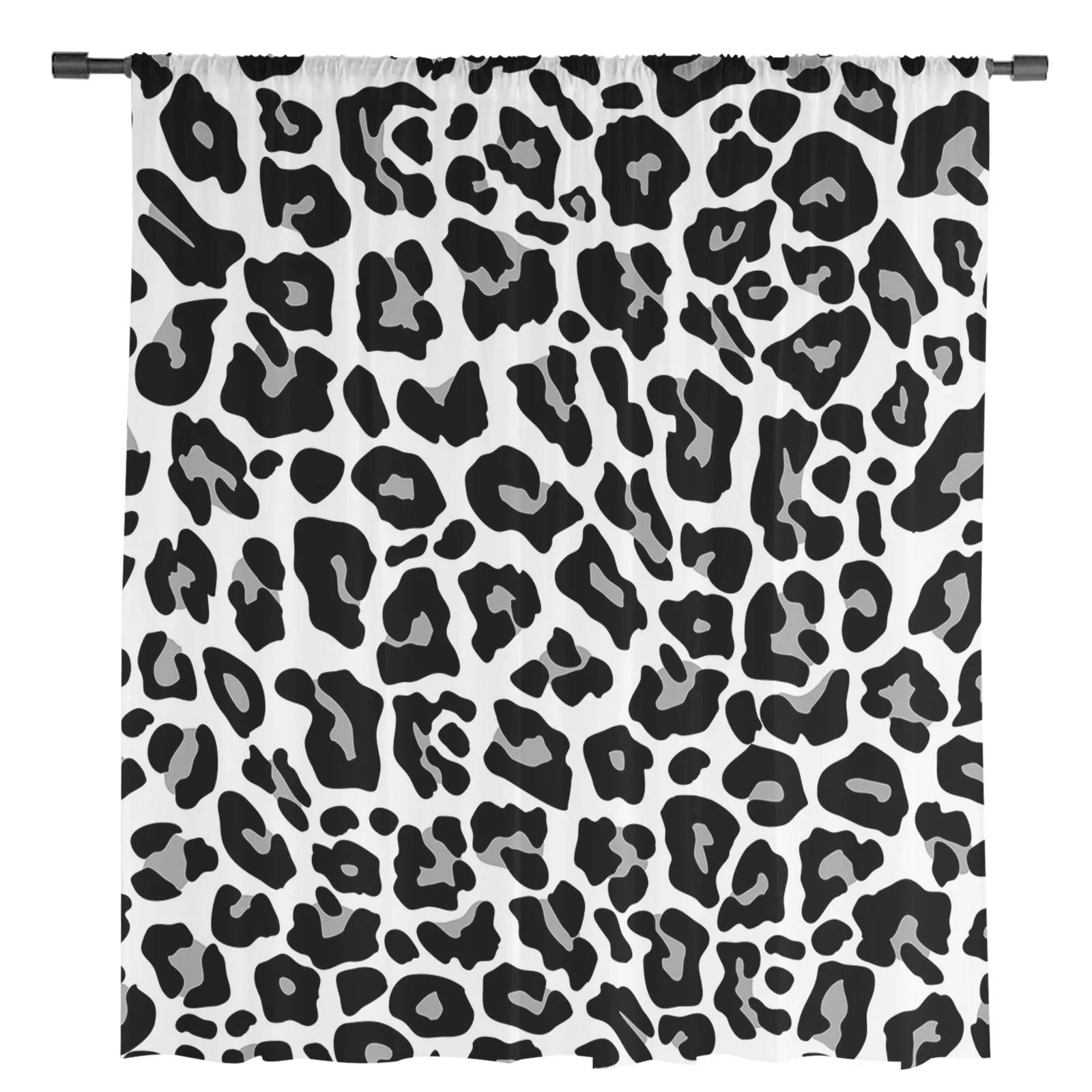 Black White Leopard Skin Texture Sheer Curtains for Living Room Decoration Window Curtains Kitchen Tulle Voile Organza Curtains