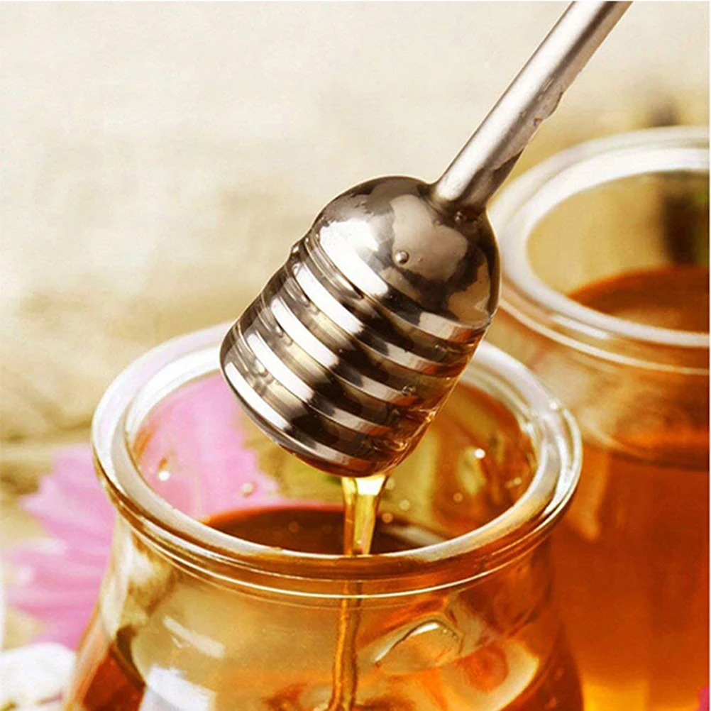 

3pcs Honey Spoon Stirrer Stainless Steel Stick Syrup Sticks Bead Ideal Gift Baker Pastry Chef Farmer Beekeeper Easy Use Clean