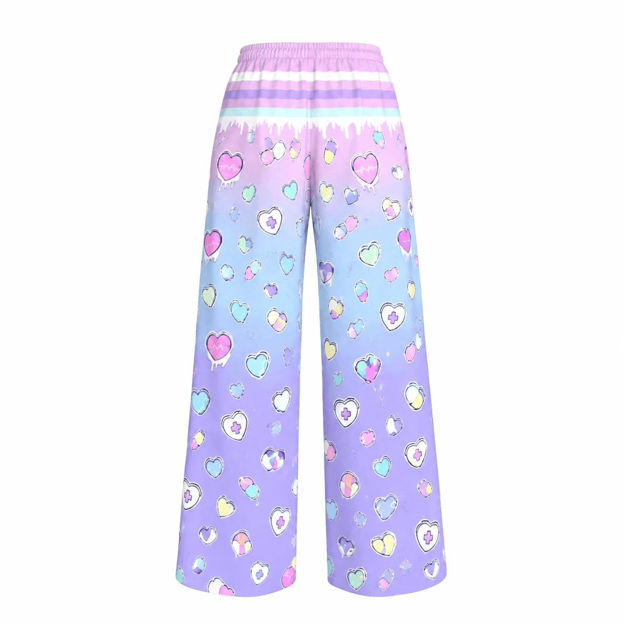 Girls' Y2K Harajuku Style Sleeping Pants with Sweet Gradient Dark Gothic Pattern Wide Leg Loose Casual Home Wide Leg Pants