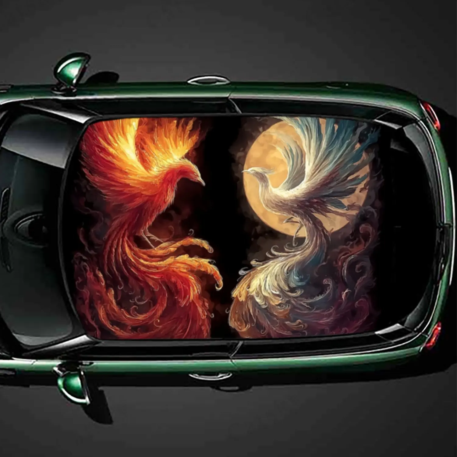 Golden Phoenix and White Phoenix PVC material self-adhesive waterproof car roof sticker, paste firm and anti-ultraviolet, waterp