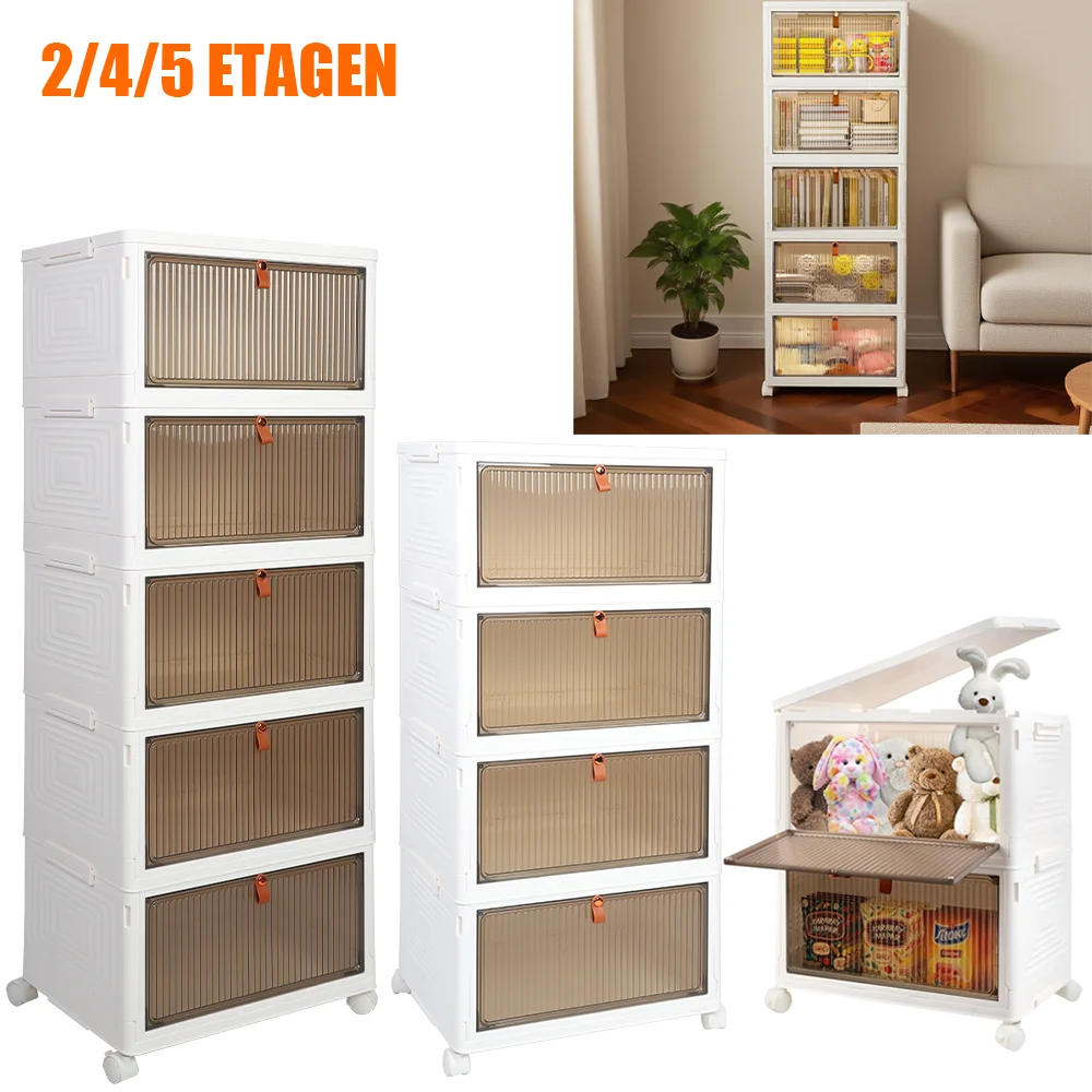 Scatola portaoggetti pieghevole con ruote 2/4/5 strati Contenitori portaoggetti impilabili multiuso Organizzatore domestico Contenitore per articoli vari Scarpiera