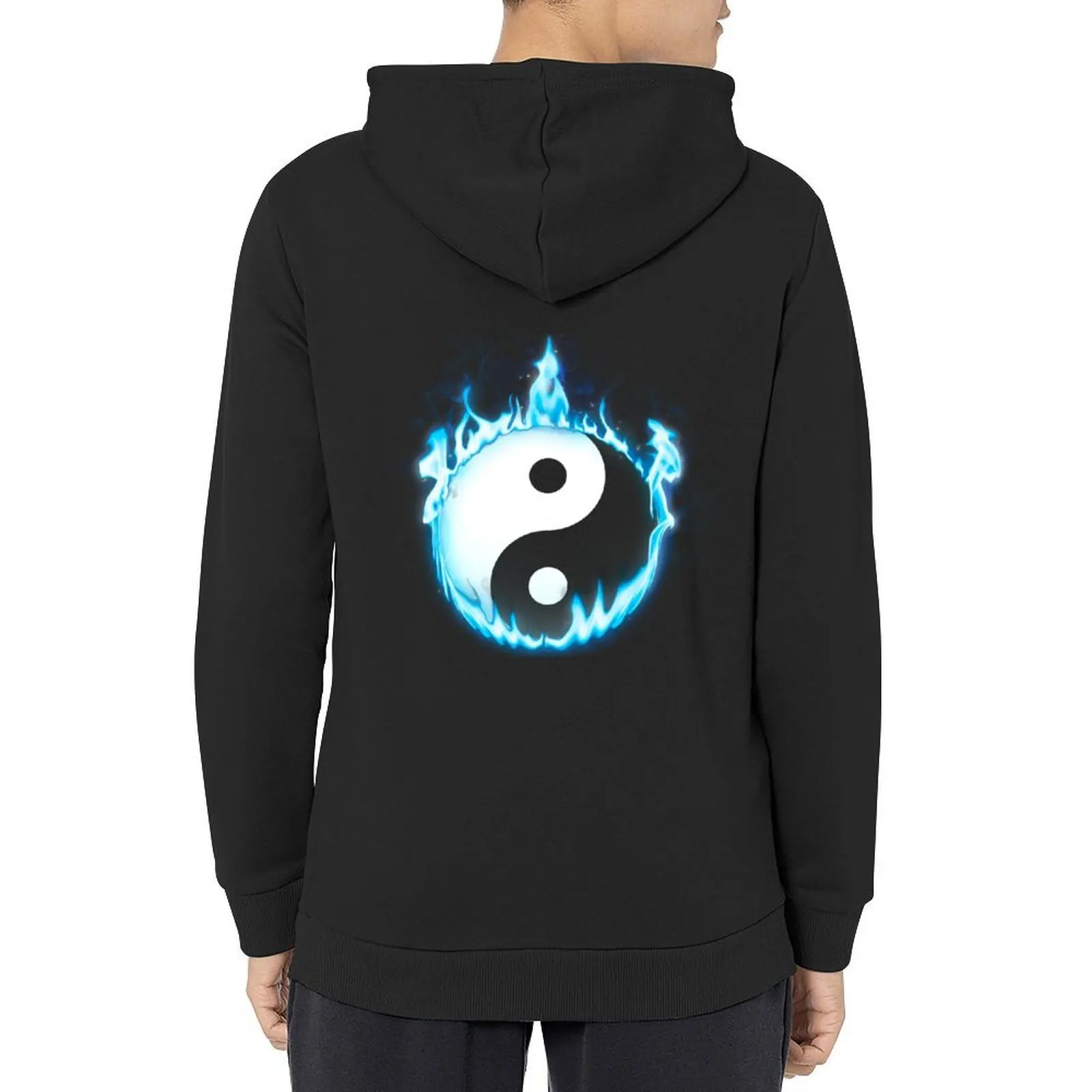 

Yin Yang Feng Shui Ying Yang Burning Fire Taoism Buddhism Hoodie hooded shirt mens clothing aesthetic clothing pullover hoodies