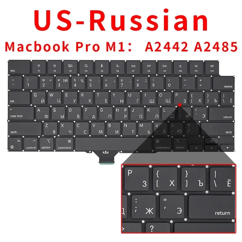 US UK KR IT SP FR RU DE Laptop Keyboard For MacBook Pro M1 Retina 14