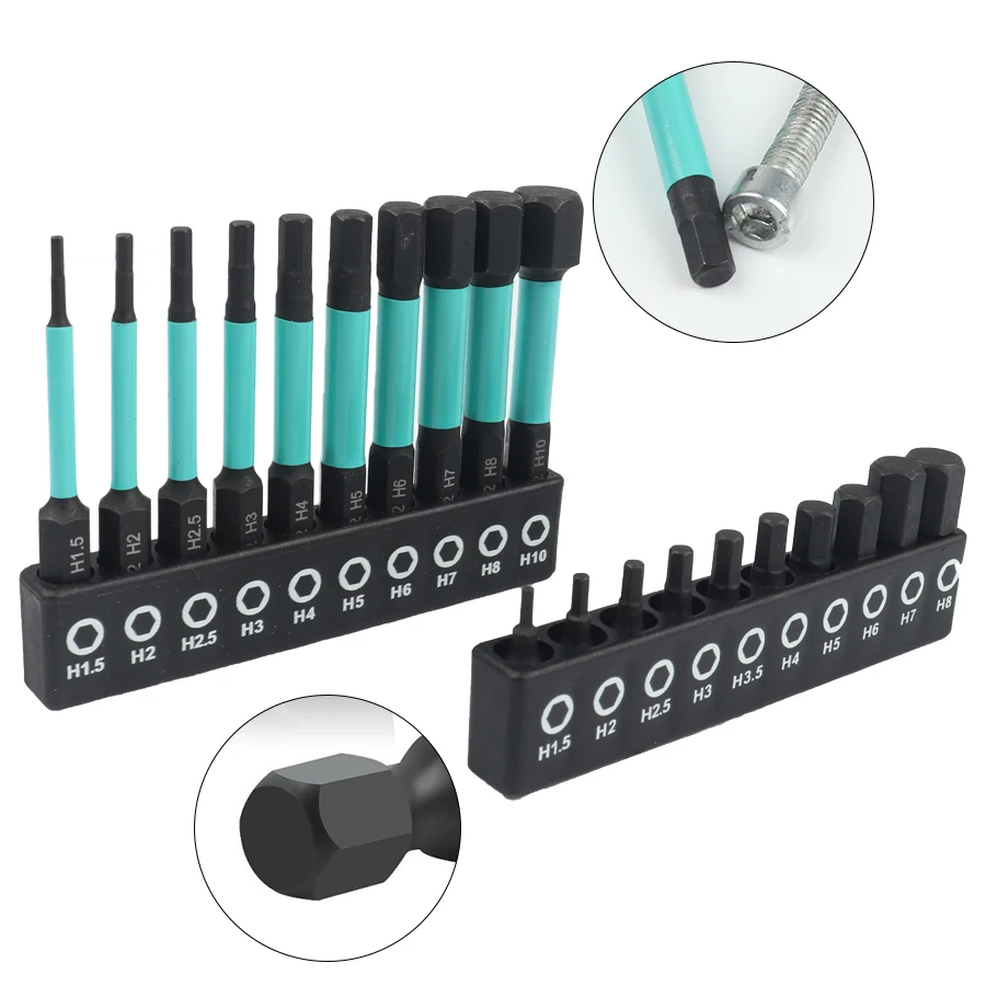 20pcs hexagonal magnetic screwdriver bits, phosphated black rust proof, suitable for hand drills and ratchet wrenches