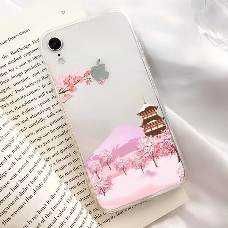 Etui na telefon FHNBLJ Japan Fuji Mountain Cherry blossom do iPhone 11 12 13 mini pro XS MAX 8 7 6 6S Plus X 5S SE 2020 XR