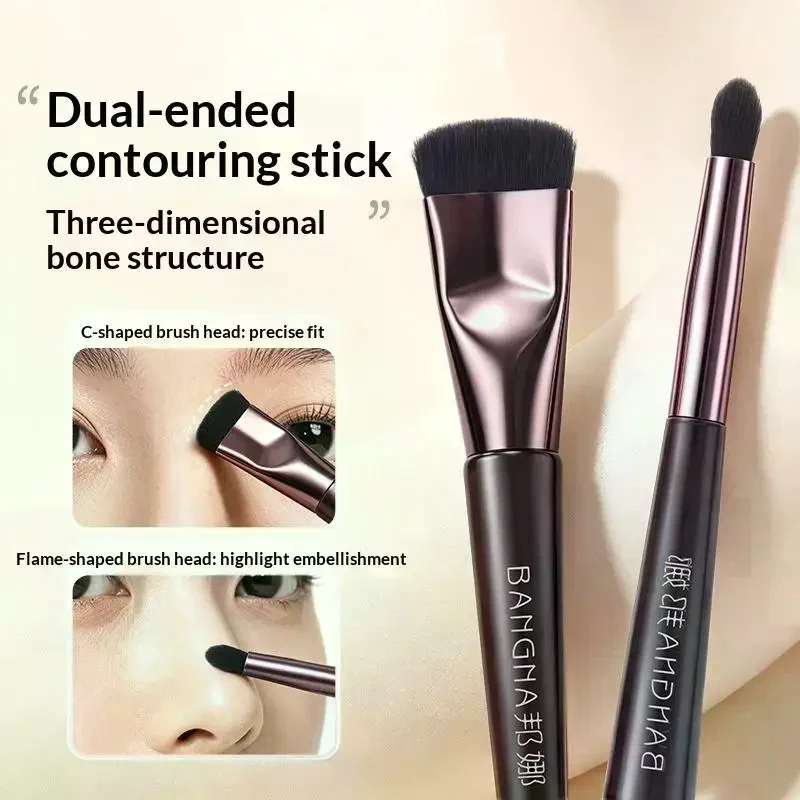 Make-up-Pinsel, braun, synthetische Fasern, multifunktionaler Puder-Rouge-Pinsel, Vollaluminiumgriff, professionelles Make-up-Werkzeug, 1 Stück, einzeln