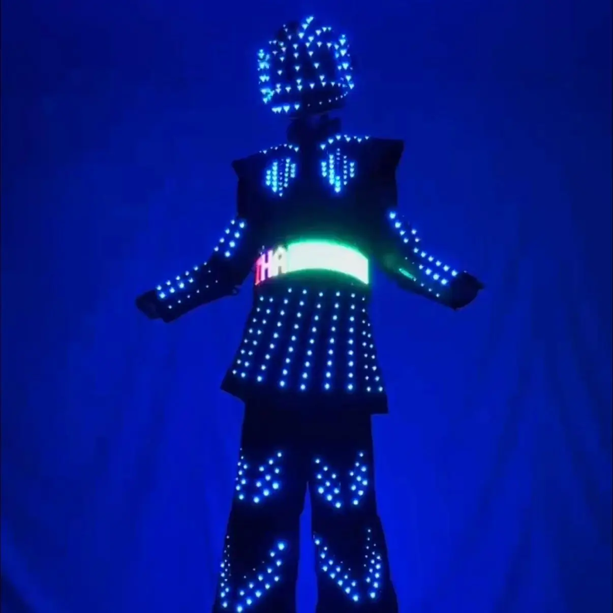 

LED Lighted Helmet Electronic Music Festival DJ Show Dance Taking for Party Performance LED Robot Costume Stilt Walker Robot