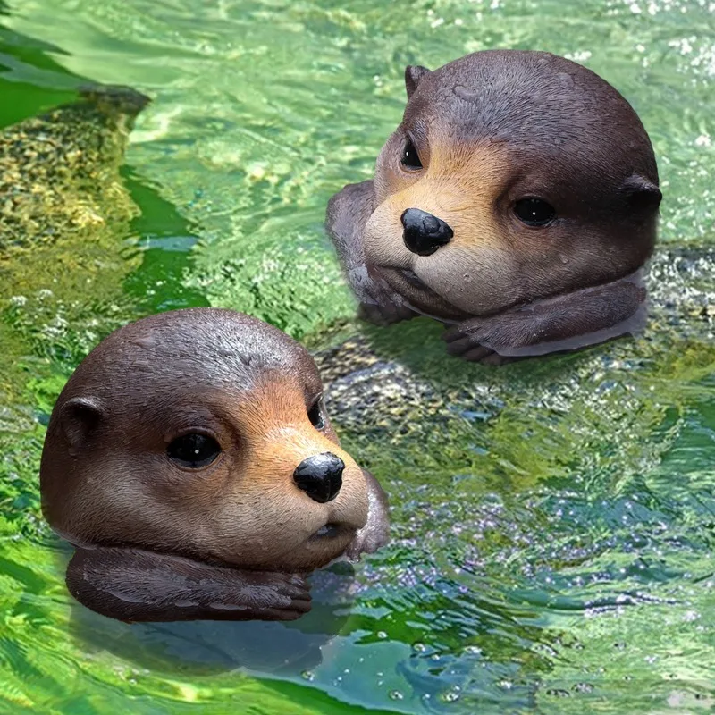 Handmade Realistic Otter Floating Resin Ornament for Outdoor Garden Pond Yard Aquarium Tank Landscape Decoration Collectibles