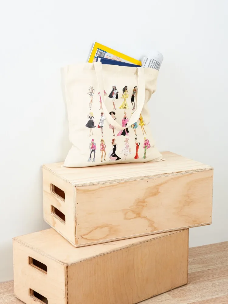 Vintage Doll Illustrations Tote Bag tote bags aesthetic large woman screen