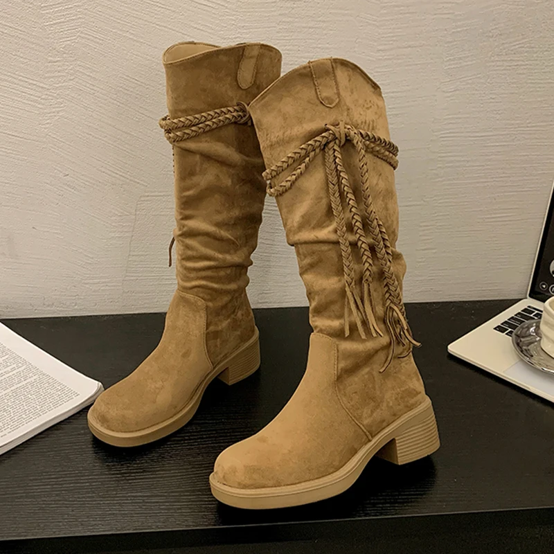 

High Boots for Women Fashion Designer Heeled Shoes Elegant Woman Boots Winter 2025 New Luxury Dress Chelsea Botas Mujer Zapatos