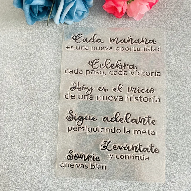 Yeni İspanyolca kelime kabartma klasör temizle damga şeffaf silikon damga mühür levha Scrapbooking fotoğraf albümü dekorasyon için