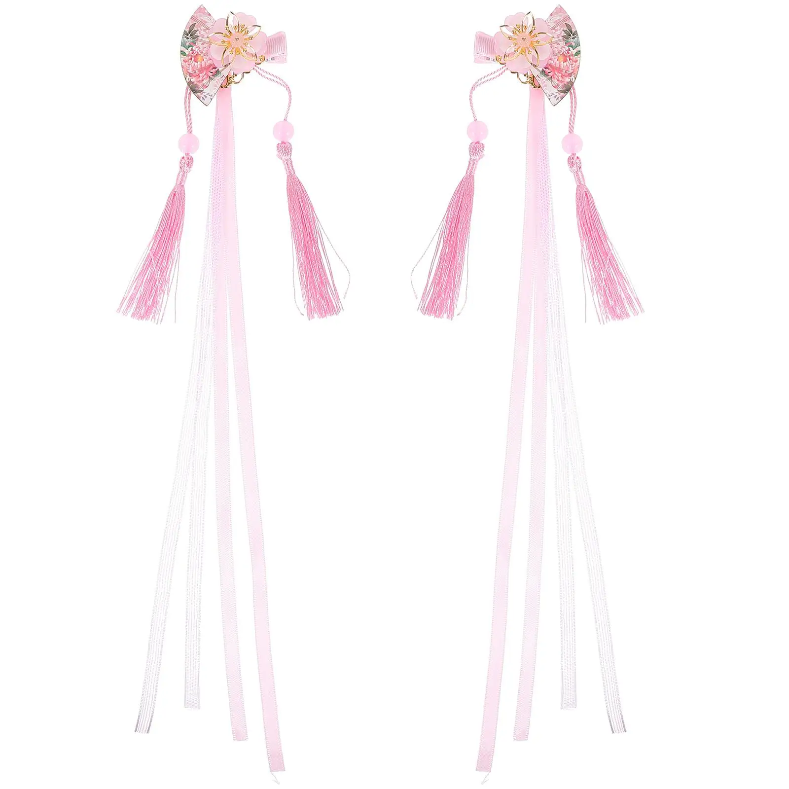 

Fan Hairpin Girl Clips Japanese Style for Flower Ribbon Tassel Girls Accessories