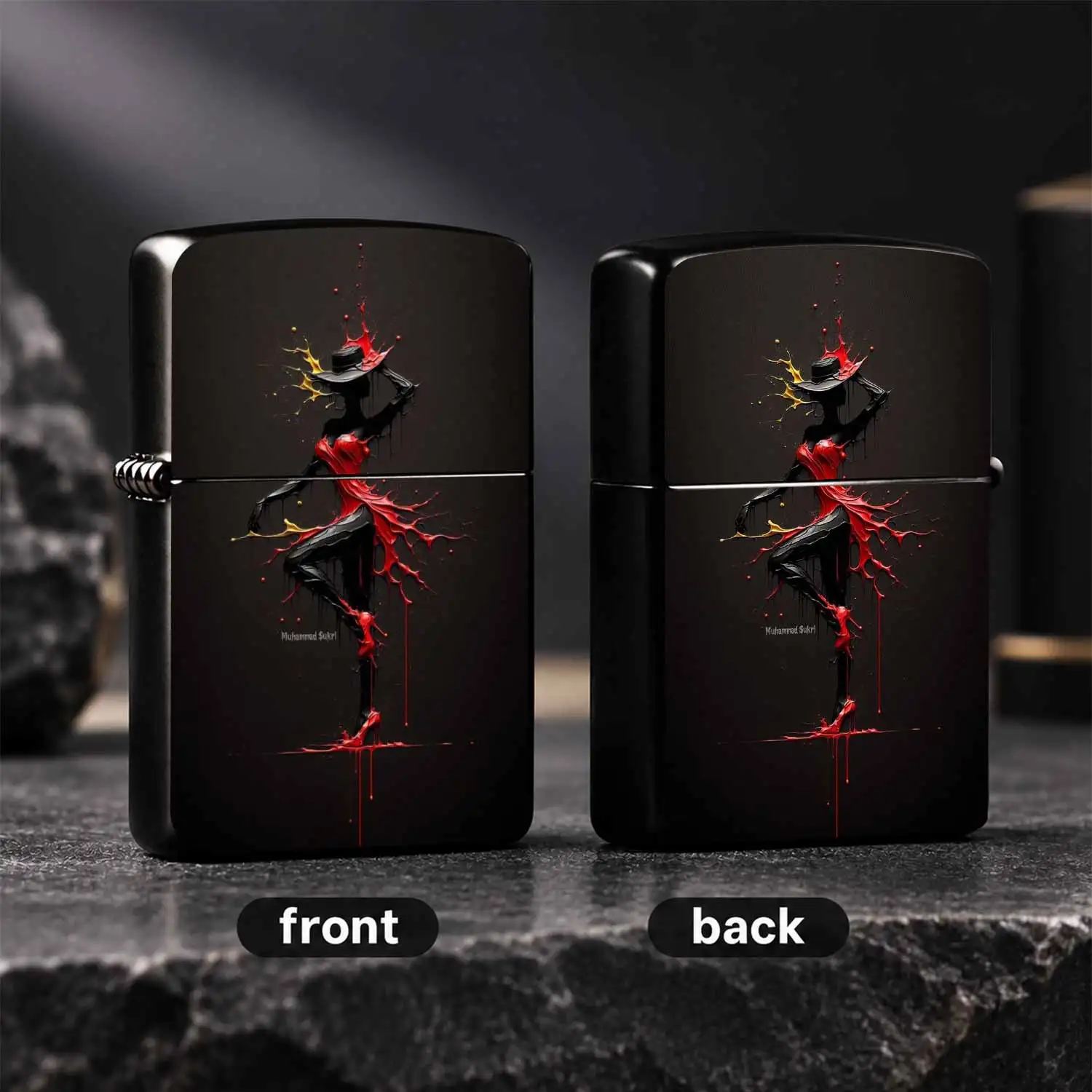 Abstract Paint Splash Dancer Lighter, Artistic Fluid Design Portable Igniter, Stylish Daily Carry Accessory, Ideal For Gifting, Dating, Gathering, Commuting And All Scenarios, Unique Eye-Catching Decorative Practical Item For Daily Use A Hu