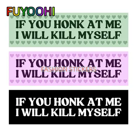 FUYOOHI 재미있는 만화 단어 자동차 스티커, Honk at Me 스티커 팩, 외부 액세서리, 방수 PVC 데칼