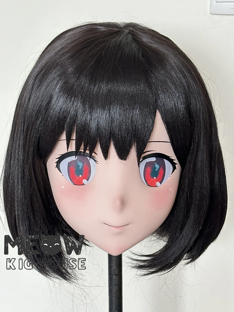 (MEO478) Customize Handmade Full Head Lockable Crossdress Male to Female Japanese Cartoon Anime Game Character Kigurumi Mask