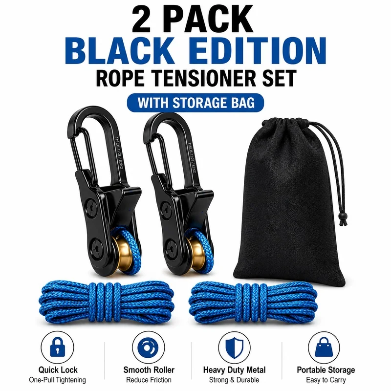 2 Stück Seilspanner-Rollenschnallen, robuste, verstellbare Seilspanner für Campingzelt, Boot, Kajak, Plane, Haus und Garten