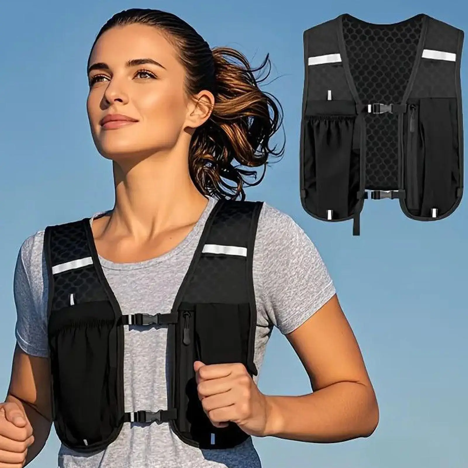 Portable Storage Pocket for Hiking Cycling Outdoor Multi Functional Running Vest Lightweight Mesh Breathable Marathon Sportswear