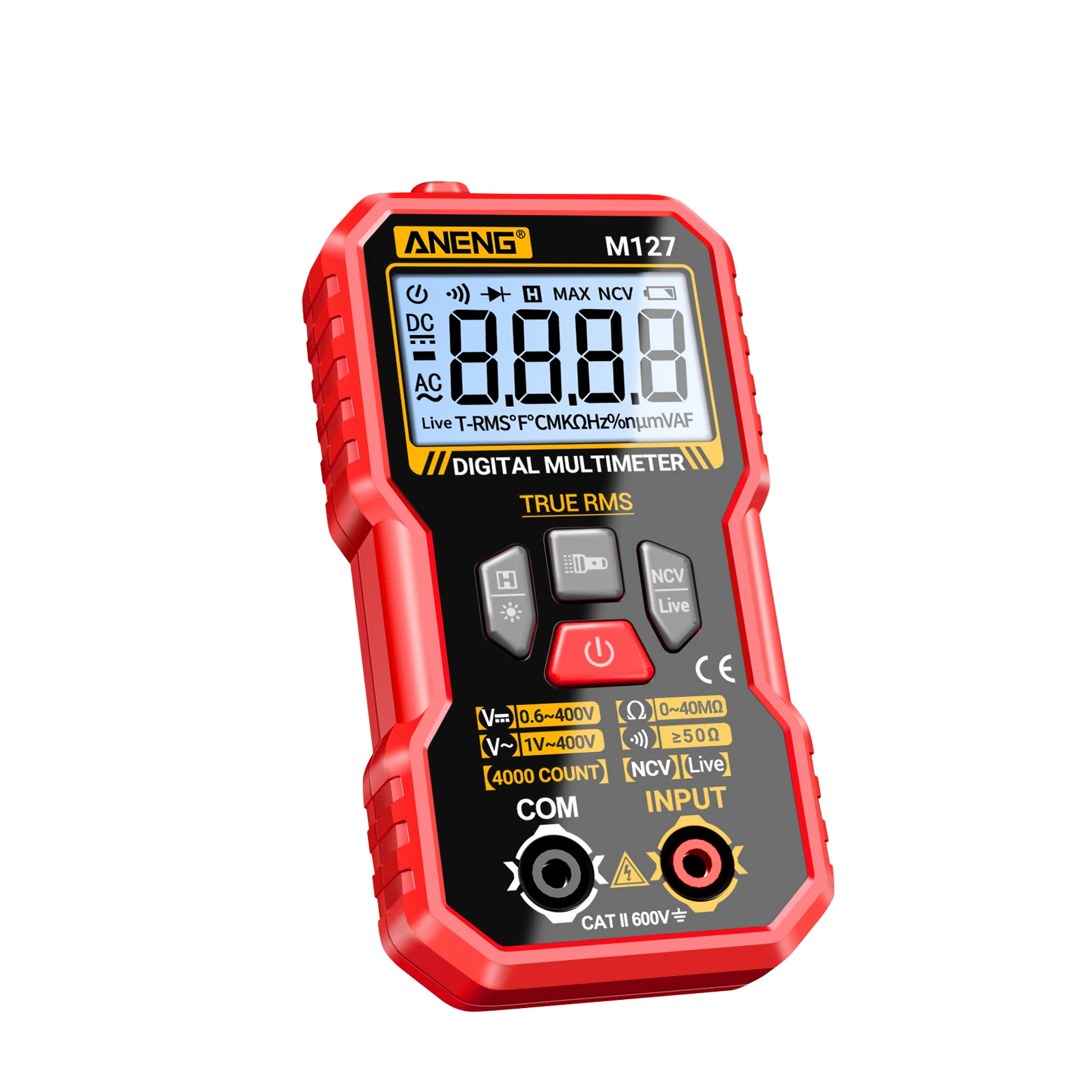 ANENG M127 Smart Multimeter 4000 Counts AC DC Voltage Tester with NCV Sensing Ohmmeter Zero-Fire Line Detection Multifunctional