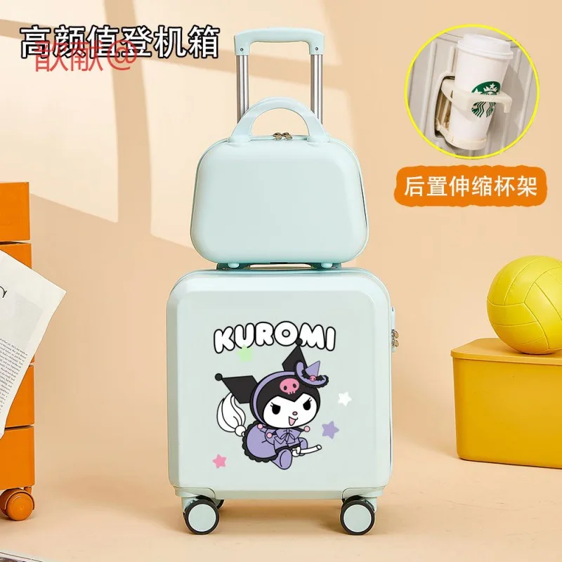 Cartoon Sanrio 20 Inches Trolley Case Anime Kuromi Cinnamoroll Melody Suitcase Mute Universal Wheel Student Travel Children Gift