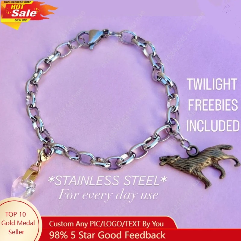 مجموعة هدايا الشفق سوار بيلا الكسوف البضائع التخرج بيلاس مع الحرة الفولاذ المقاوم للصدأ إدوارد جاكوب هدية الذئب