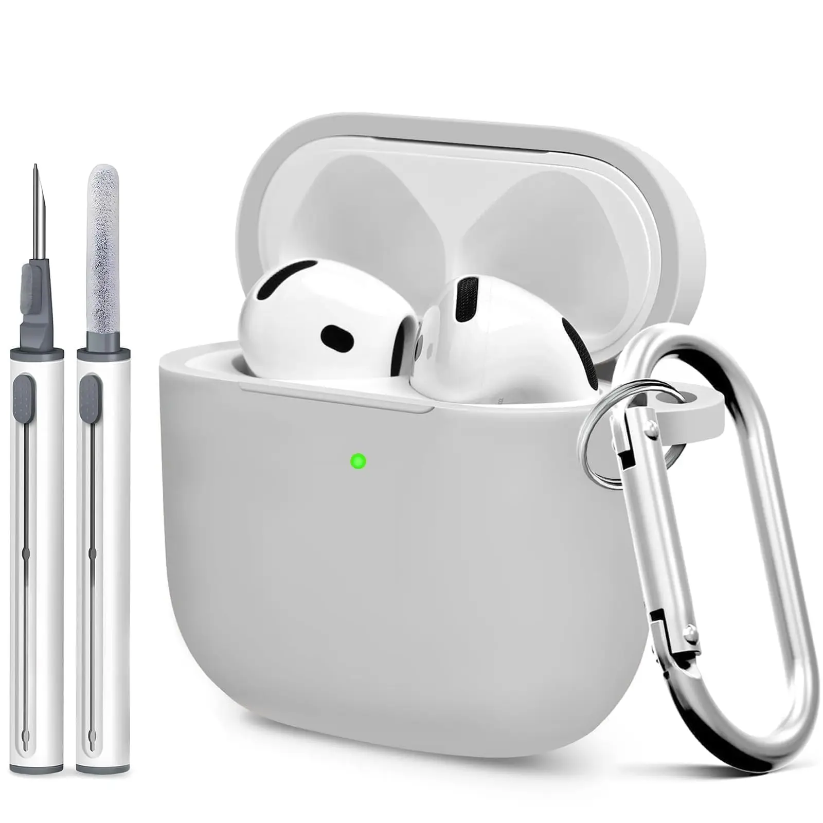 für AirPods 5/4: Weiche Silikonhülle mit Reinigungsset, umfassender Schutz für die Kopfhörer, inklusive Schlüsselanhänger, passend für AirPods 5/4/Pro3. – Detail 10