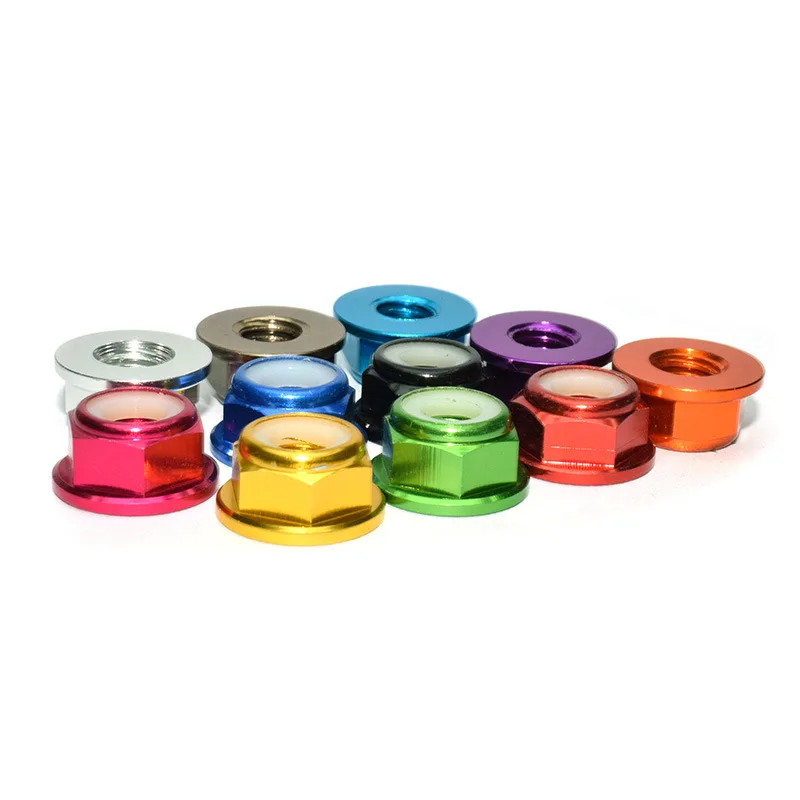 10pcs M3 Aluminum Alloy Flange Nylon Insert Lock Nut Self-locking Nut With Anti-skid Rubber Ring For Rc Car Scx10 Traxxas Rgt